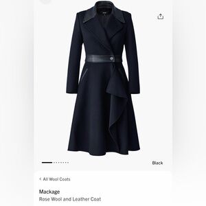 Mackage Rose Wool and Leather Coat Black M NWT
2 in 1